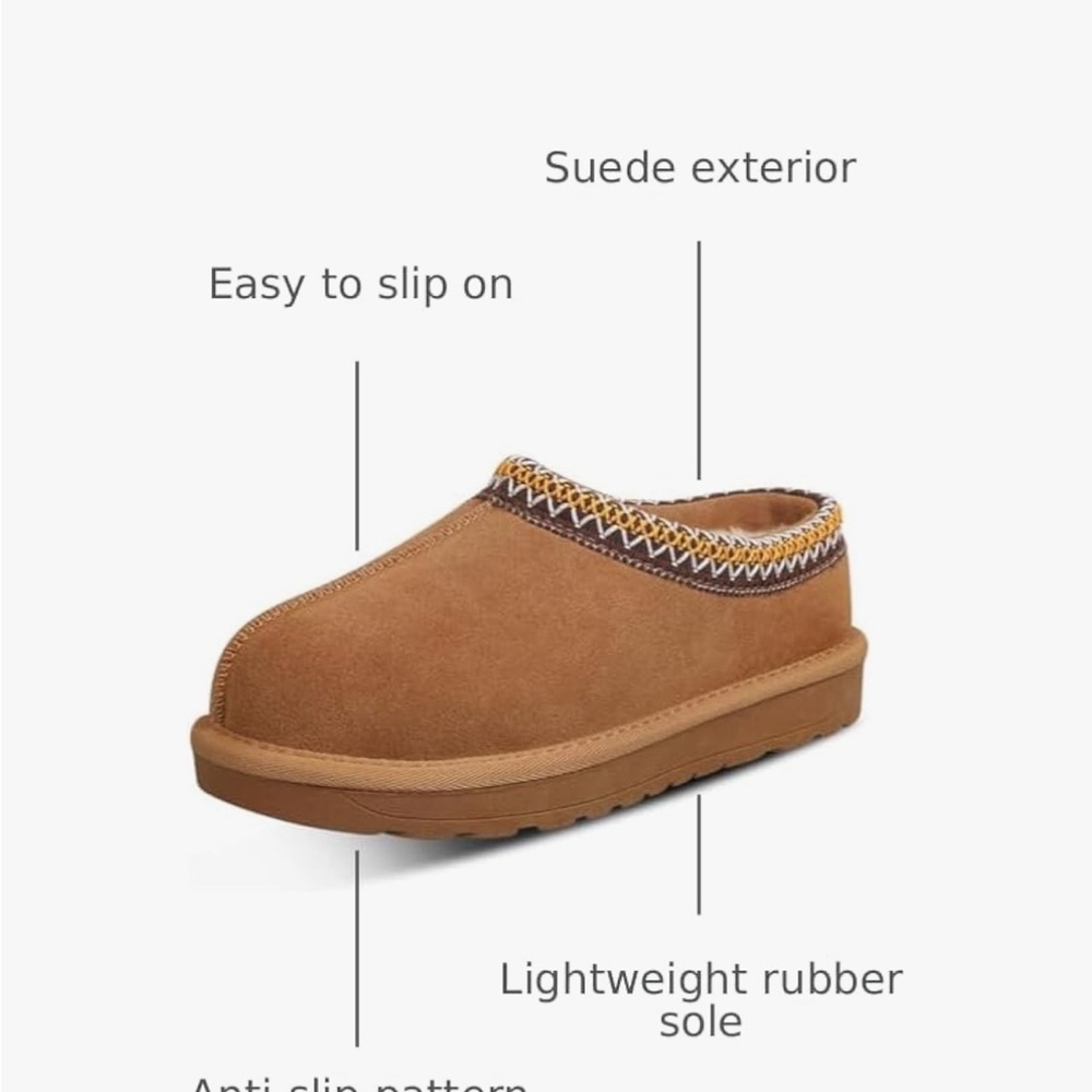 Brown Slip-On Clogs with Patterned Trim - Picture 4 of 5